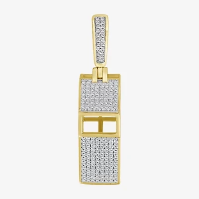 Coach Whistle Mens 1/3 CT. T.W. Natural White Diamond 14K Gold Over Silver Pendant