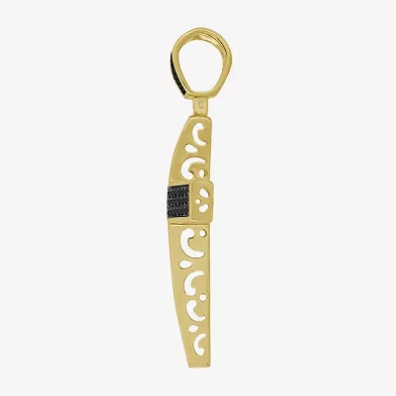 Mens 1/2 CT. T.W. Natural Black Diamond 14K Gold Over Silver Cross Pendant