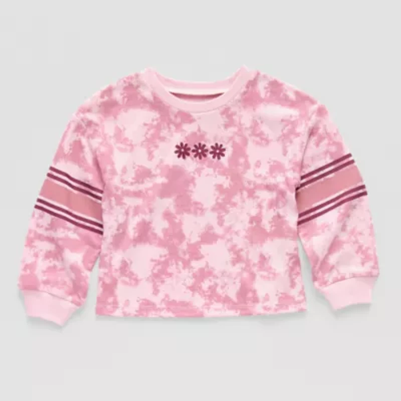 Okie Dokie Active Toddler & Little Girls Round Neck Long Sleeve Graphic T-Shirt