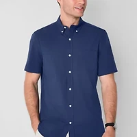 St. John's Bay Performance Mens Short Sleeve Slim Fit Stretch Fabric Button-Down Shirt