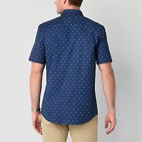 St. John's Bay Everyday Stretch Mens Short Sleeve Fitted Slim Fit Button-Down Shirt