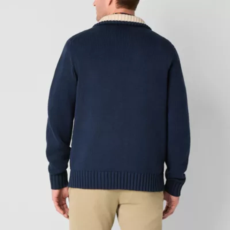 St. John's Bay Cable Mens Long Sleeve Quarter-Zip Pullover Sweater