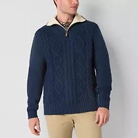 St. John's Bay Cable Mens Long Sleeve Quarter-Zip Pullover Sweater