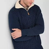 St. John's Bay Cable Mens Long Sleeve Quarter-Zip Pullover Sweater
