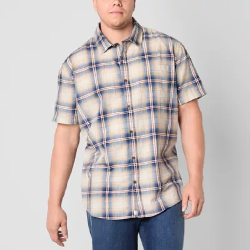 mutual weave Mens Short Sleeve Regular Fit Big and Tall Button-Down Shirt
