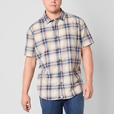 mutual weave Mens Short Sleeve Regular Fit Big and Tall Button-Down Shirt