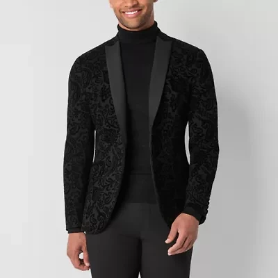 J. Ferrar Mens Paisley Stretch Fabric Slim Fit Tuxedo Jacket