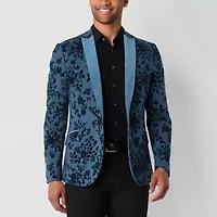 J. Ferrar Mens Floral Stretch Fabric Slim Fit Tuxedo Jacket