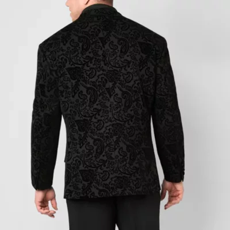 J. Ferrar Evening Edition Velour Mens Big and Tall Floral Sport Coat