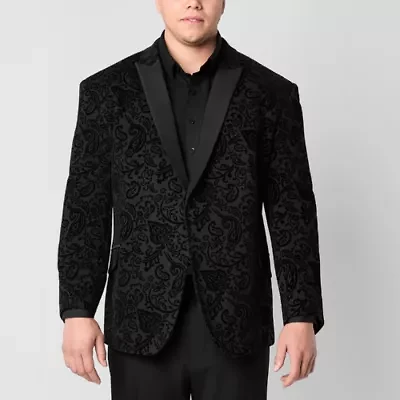 J. Ferrar Evening Edition Velour Mens Big and Tall Floral Sport Coat
