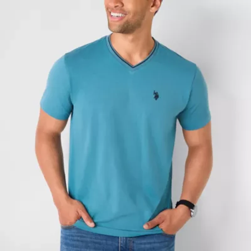 U.S. Polo Assn. Stretch Tipped Mens V Neck Short Sleeve Fabric T-Shirt