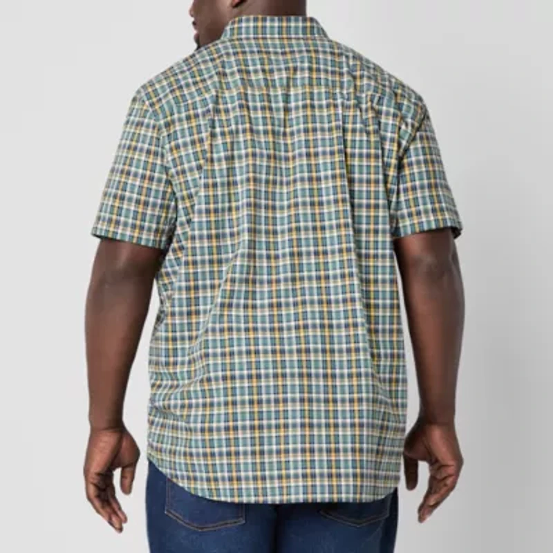 St. John's Bay Everyday Stretch Mens Short Sleeve Classic Fit Big and Tall Button-Down Shirt