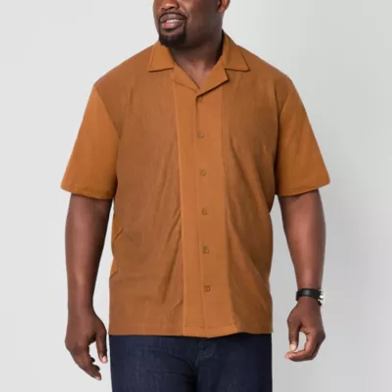 Shaquille O'Neal XLG Mens Short Sleeve Big and Tall Camp Shirt