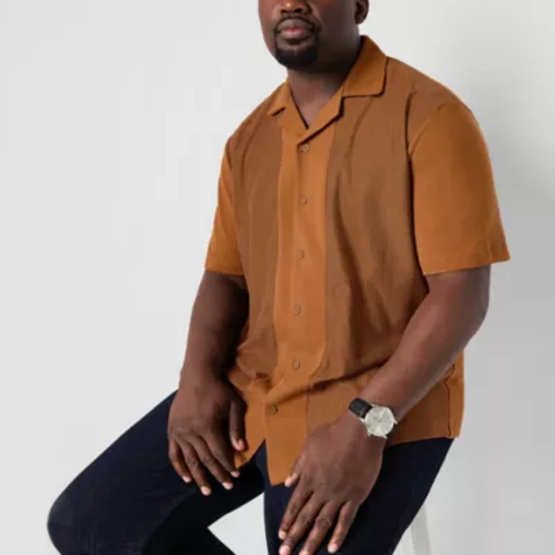 Shaquille O'Neal XLG Mens Short Sleeve Big and Tall Camp Shirt