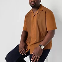 Shaquille O'Neal XLG Mens Short Sleeve Big and Tall Camp Shirt