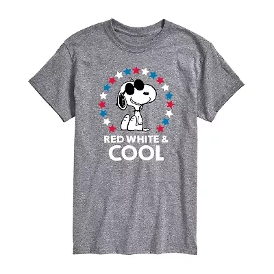Mens Crew Neck Short Sleeve Classic Fit Peanuts Snoopy Big and Tall Graphic T-Shirt