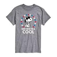 Mens Crew Neck Short Sleeve Classic Fit Peanuts Snoopy Big and Tall Graphic T-Shirt