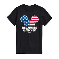 Mens Crew Neck Short Sleeve Classic Fit Mickey Mouse Big and Tall Graphic T-Shirt