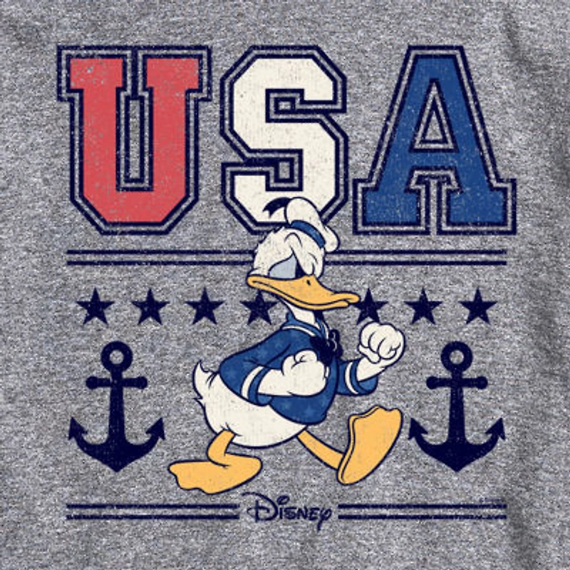 Mens Crew Neck Short Sleeve Classic Fit Donald Duck Big and Tall Graphic T-Shirt