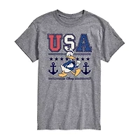 Mens Crew Neck Short Sleeve Classic Fit Donald Duck Big and Tall Graphic T-Shirt