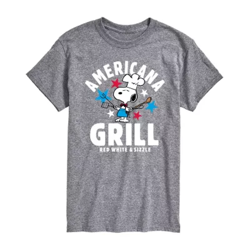 Mens Crew Neck Short Sleeve Classic Fit Peanuts Snoopy Big and Tall Graphic T-Shirt