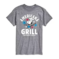 Mens Crew Neck Short Sleeve Classic Fit Peanuts Snoopy Big and Tall Graphic T-Shirt