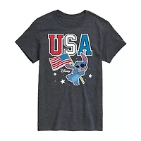 Mens Crew Neck Short Sleeve Classic Fit Lilo & Stitch Big and Tall Graphic T-Shirt