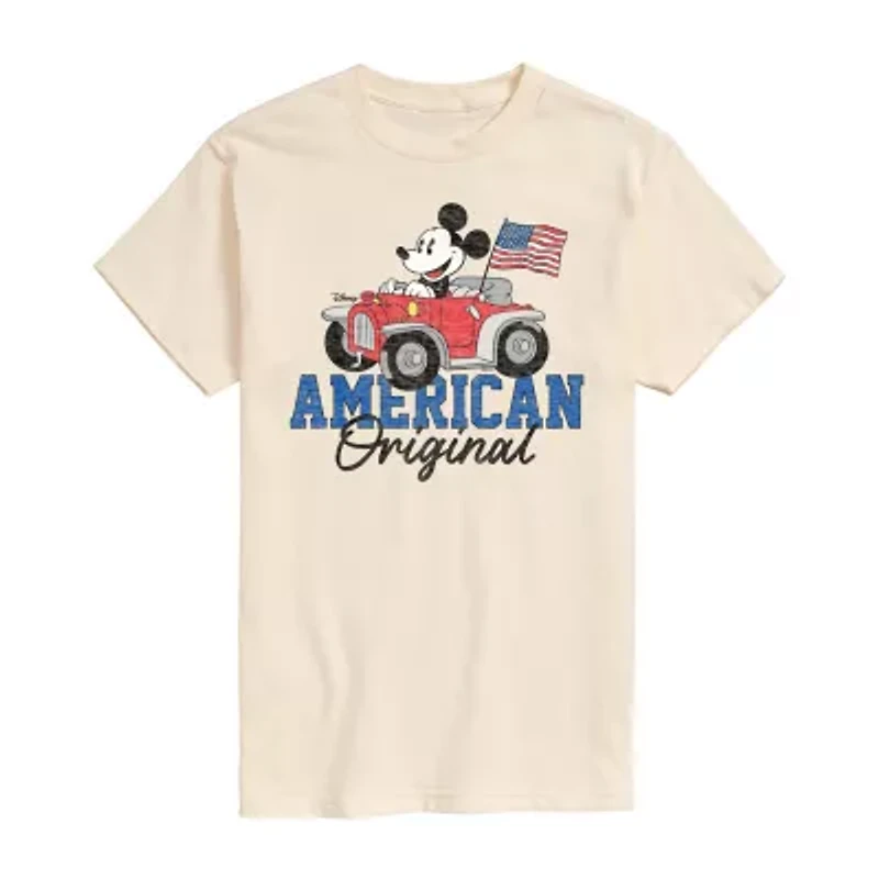 Mens Crew Neck Short Sleeve Classic Fit Mickey Mouse Big and Tall Graphic T-Shirt