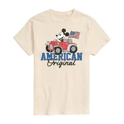 Mens Crew Neck Short Sleeve Classic Fit Mickey Mouse Big and Tall Graphic T-Shirt