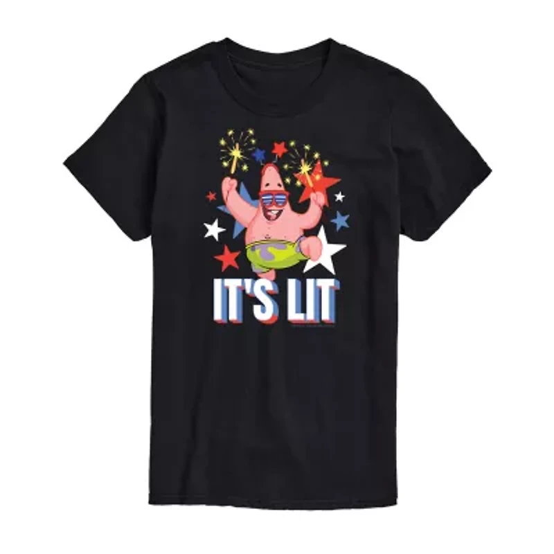 Mens Crew Neck Short Sleeve Classic Fit Spongebob Big and Tall Graphic T-Shirt