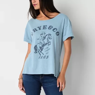 Frye and Co. Womens Crew Neck Short Sleeve Regular Fit Graphic T-Shirt