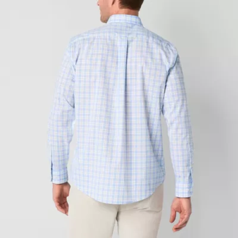 Stafford Mens Long Sleeve Regular Fit Button-Down Shirt