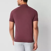 J. Ferrar Mens Mock Neck Short Sleeve Pullover Sweater