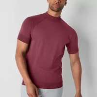 J. Ferrar Mens Mock Neck Short Sleeve Pullover Sweater