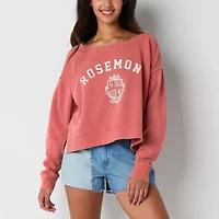 Arizona Off The Shoulder Womens Juniors Crew Neck Long Sleeve Sweatshirt