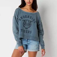 Arizona Off The Shoulder Womens Crew Neck Long Sleeve Juniors Sweatshirt