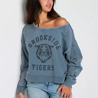 Arizona Off The Shoulder Womens Crew Neck Long Sleeve Juniors Sweatshirt
