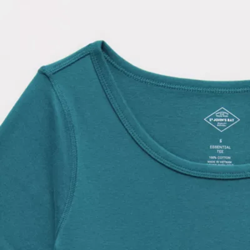 St. John's Bay Womens Easy-on + Easy-off Crew Neck Long Sleeve Adaptive T-Shirt