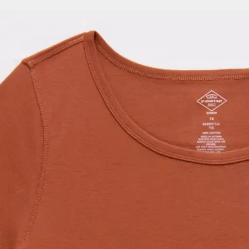 St. John's Bay Womens Plus Easy-on + Easy-off Crew Neck Long Sleeve Adaptive T-Shirt