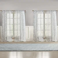 Laura Ashley Barnette Rod Pocket Sheer Set of 4 Curtain Panel
