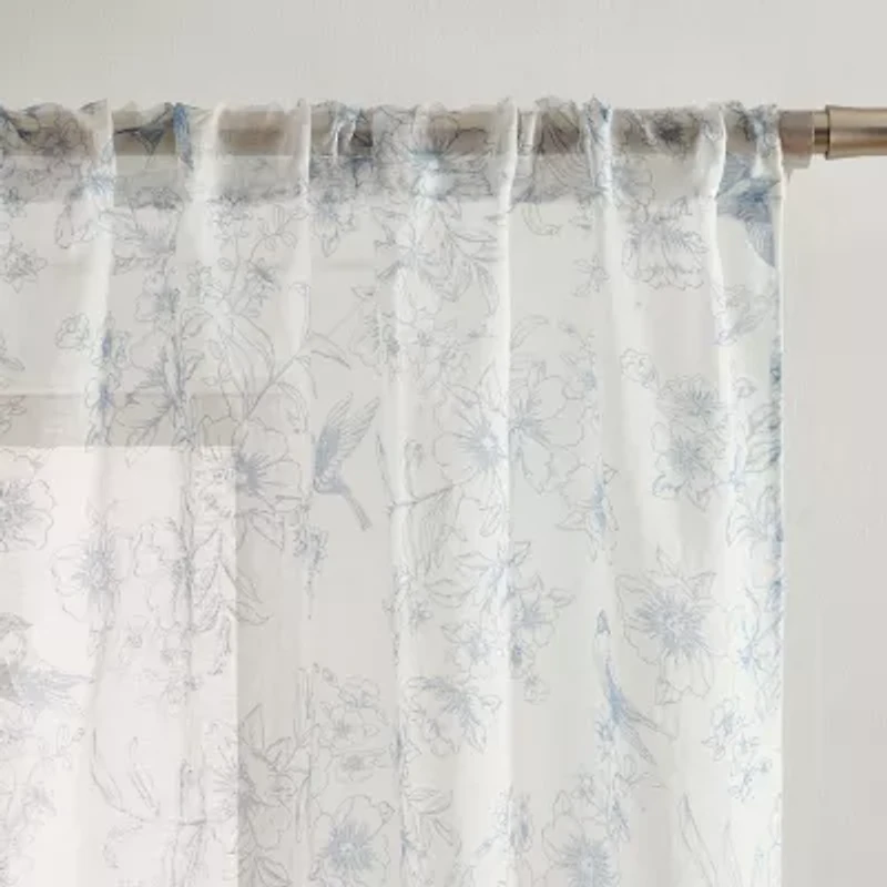 Laura Ashley Barnette Rod Pocket Sheer Set of 4 Curtain Panel