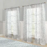 Laura Ashley Barnette Rod Pocket Sheer Set of 4 Curtain Panel
