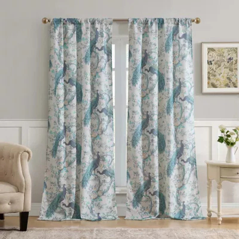 Laura Ashley Belvedere Rod Pocket Light-Filtering Set of 2 Curtain Panel