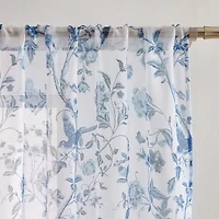 Laura Ashley Summer Palace Rod Pocket Sheer Set of 2 Curtain Panel