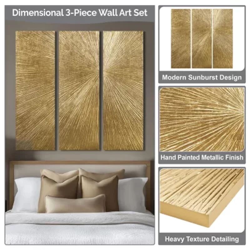 Madison Park Signature Sunburst Hand Painted Décor 3-pc. Wall Art Set