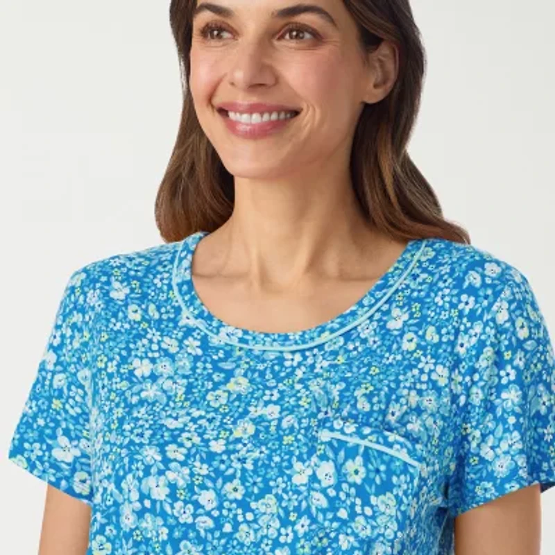 Cuddl Duds Womens Short Sleeve 2-pc. Pajama Set
