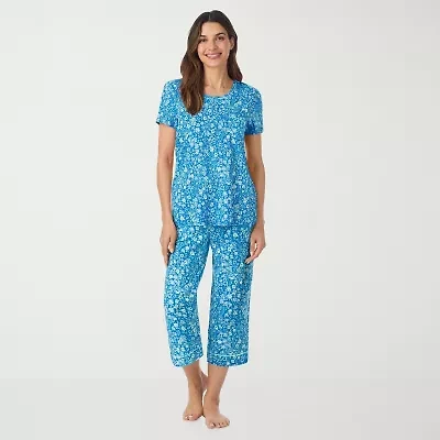 Cuddl Duds Womens Short Sleeve 2-pc. Pajama Set
