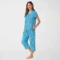 Cuddl Duds Womens Short Sleeve 2-pc. Pajama Set