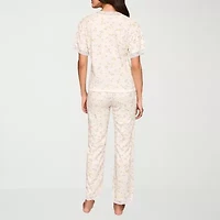 Ilusion Womens V-Neck Short Sleeve 2-pc. Pajama Set