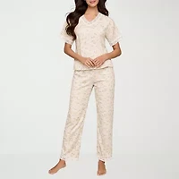 Ilusion Womens V-Neck Short Sleeve 2-pc. Pajama Set